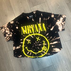 Nirvana bleach tie dye crop T-shirt